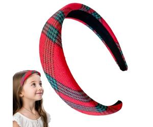 Diademas De Navidad Para Mujeres | Accesorios para el Pelo Rojo a Cuadros - Aro Para El Pelo Ancho Y Acolchado - Mujeres Niñas Reuniones Familiares Celebraciones Estacionales Boda Concierto Evento
