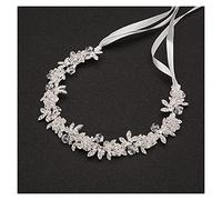Diademas de novia de cristal de 28 cm para mujer, accesorios para el cabello de boda con flores y diamantes de imitación de color plateado, adornos para el cabello hechos a mano