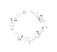 Diademas de novia de varios colores en plata, oro, flores y diamantes de imitación, tocados de boda hechos a mano con hojas de perla for mujer, accesorios for el cabello de damas de honor(Gold)