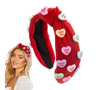 Diademas de nudo ancho - Diadema de spa para el día de San Valentín, diadema de lavado facial, diadema de maquillaje, decoración de temporada suave con corazón de amor para citas, conciertos de campo