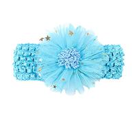 Diademas de nudo para bebé para niños y niñas, diadema de encaje sólido con flores, accesorios para el cabello (azul cielo, talla única)