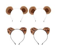 Diademas De Orejas De Animales De 4 Piezas, Lindas Orejas De Oso Y Orejas De Gato, Diademas Fijas Con Flequillo Roto, Adecuadas Para Modelar Escenarios, Lavarse La Cara Y Maquillarse.