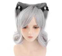 Diademas de orejas de gato con calavera, lazo, animes, reuniones temáticas, diadema para entusiastas de la película, diademas de felpa para adolescentes y adultos