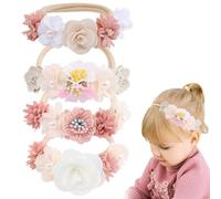 Diademas De Para Niña Bebé, 4 Piezas, encaje recién nacido flor diadema linda diadema elástica pelo accesorios, Para el Cabello Para Recién Nacido Niño Pequeño, para bebé niña regalo fotografía