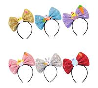 Diademas de Pascua, 6 diademas con lazo para el pelo de conejo, huevo de pollito, lentejuelas de fieltro, disfraz de conejos, para bailes de máscaras, cumpleaños, festivales de primavera