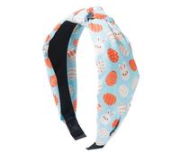 Diademas de Pascua para mujer, diadema ancha con nudo superior feliz de Pascua con estampado de huevo de conejo, accesorios para el cabello de primavera para mujer, one size, Zinc, Sin piedras