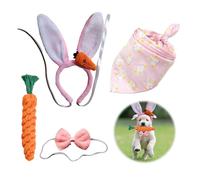 Diademas de Pascua para Perros，Disfraces Perros Kit de Disfraz de Conejo de Pascua para Tu Amado Can, Incluye Toalla para Lengua, Juguetito Accesorios Adecuado Accesorios de Fiestas de Pascua Navidad