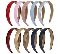 Diademas de Pelo 10 Colores Cuero Sintético Anchas Elástica Turbantes Bandas Diadema Para Niñas Mujeres 10 Piezas
