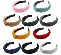 Diademas de Pelo Anchas 10 Colores Elástica Turbantes de Nudo Bandas Diadema Para Niñas Mujeres 10 Piezas