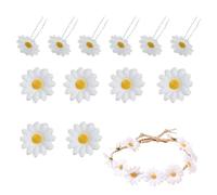 Diademas de Pelo de Crisantemo Flores Girasol,Diadema Banda Girasol de Pelo de Crisantemo Flores Margarita set,Juego de 12 piezas que contiene una cuerda para el cabello