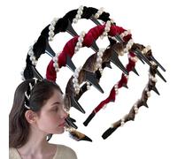 Diademas de perlas vintage para mujer, 3 piezas, elegante diadema | Diadema decorativa antideslizante con botones para mujeres y niñas, boda, escuela, cena, banquete, trabajo
