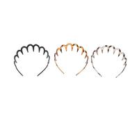 Diademas de Plástico con Peine Ondulado en Zigzag, Accesorios Reversibles para el Cabello de Mujer y Niña, Diseño de Dientes en U, Color Ámbar, Negro y Gris, Juego de 3 Unidades