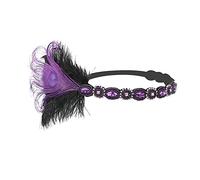 Diademas De Plumas 1920S Cabeza Plaza Plaza Diadema Cabeza Great Gatsby Tocado Vintage Party Traje Vestido Tocado Accesorios for el cabello Diadema De Plumas(Purple)