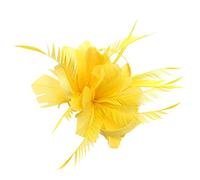 Diademas De Plumas 1920s Flapper Headband Peather Hourpiece 20s Gran Gatsby Inspirado Hoja Medallón Pearl Headband Women Pein Futbol Diadema De Plumas(Yellow)