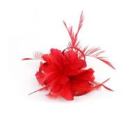 Diademas De Plumas 1920s Flapper Headband Peather Hourpiece 20s Gran Gatsby Inspirado Hoja Medallón Pearl Headband Women Pein Futbol Diadema De Plumas(Red)