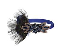 Diademas De Plumas 1920S Pavo Real Peatock HourPieza Flapper Accesorios Mujeres Art Deco 20s Gran Gatsby Showgirl Headband Disfraz Party Hairband Diadema De Plumas(YM5997 blue)