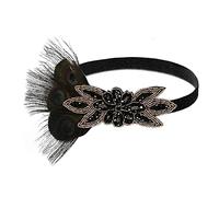 Diademas De Plumas 1920S Pavo Real Peatock HourPieza Flapper Accesorios Mujeres Art Deco 20s Gran Gatsby Showgirl Headband Disfraz Party Hairband Diadema De Plumas(YM5997 black)