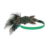 Diademas De Plumas 1920S Pavo Real Peatock HourPieza Flapper Accesorios Mujeres Art Deco 20s Gran Gatsby Showgirl Headband Disfraz Party Hairband Diadema De Plumas(YM5997 green)