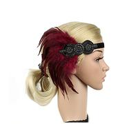 Diademas De Plumas 20s Puleave Diadema Gatsby Accesorios 1920s Fleapper Hourpiece Diadema De Plumas(21)