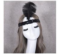 Diademas De Plumas DIEADA DE LA PLUMA CADENA DE LESTINA DE LESTAJE ACCESORIOS DE LESTAJE DEL PAIZADOR DE PIEZA DE LA PAZA DE LADRES DE LA MODA DE LADRES Diadema De Plumas(Black)