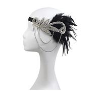 Diademas De Plumas DIEJA DE LA DIEADA DE LA DIEVECA NEGRO DE LA PLAZA NEGRO GRANDE GATSBY 20S HABITA DE FLAPPER DE GANGSER Diadema De Plumas(DX81113)