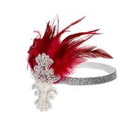 Diademas De Plumas Estilo étnico negro pluma adorno de pelo cadena de borla diadema vintage gatsby party tocado mujer colabora de plumas Diadema De Plumas(E)