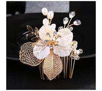 Diademas De Plumas Gold Color Hojas Play Clips Mujeres Bohemia Moda Joyería for el cabello Flor de novia Peineo Peineo Dama de honor Pearl Shell Tocado Diadema De Plumas