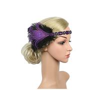 Diademas De Plumas GRAN GATSBY TEADIDESSEA DE LA PAZA DE LA PAZA DE LA PAZA DE 1920S GRANDE GATSBY TEADDRESS VINTAGE Diadema De Plumas(Purple)