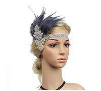 Diademas De Plumas Moda Diseño Partido Diadema Cabeza Pluma Fleaje Diadema Great Gatsby Tocado Vintage Prom Accesorios for el cabello Diadema De Plumas(Grey)
