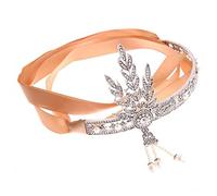 Diademas De Plumas PAIR DE PLATA 20S VINTAYA DE LA VIVIENDA DE LA VIVIENDA 1920S FLAPPER GRAN ACCESORIOS DE CABISIÓN DE JEYERÍA DE GATSBY Diadema De Plumas(Silver-headband)