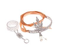 Diademas De Plumas PAIR DE PLATA 20S VINTAYA DE LA VIVIENDA DE LA VIVIENDA 1920S FLAPPER GRAN ACCESORIOS DE CABISIÓN DE JEYERÍA DE GATSBY Diadema De Plumas(Silver-set)
