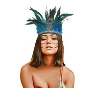 Diademas de plumas para mujer, diademas de carnaval Mardi, diademas de concurso de concurso, diademas de los años 20, accesorios de disfraz de carnaval (azul cielo, talla única)