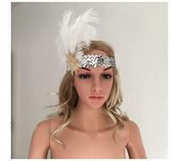 Diademas De Plumas Pluma blanca 1920s Gran Gatsby Flapper Headpiece Sequins Boda Diadema Accesorios for el cabello for la fiesta de bodas de Diadema De Plumas