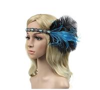 Diademas De Plumas Vintage Fashion 1920s Cabeza de la pluma Haveband Great Gatsby Tocado Diadema De Plumas(Blue)
