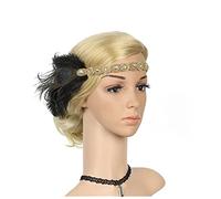 Diademas De Plumas Vintage Fashion 1920s Cabeza de la pluma Haveband Great Gatsby Tocado Diadema De Plumas(Gold)