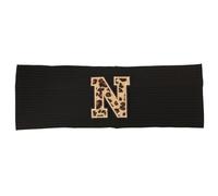 Diademas de punto a rayas con letras estampadas, suaves y casuales, algodón acanalado, accesorios for el cabello for mujer(Black N)