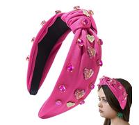 Diademas de San Valentín para mujer, Diadema del Día de San Valentín,Diademas anchas con forma de corazón y diamantes de imitación | Diademas elegantes para niñas, accesorio de maquillaje