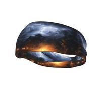 Diademas de sudor de noche de relámpagos y truenos para mujeres y hombres, patrones personalizados únicos, diadema ancha antideslizante para correr, gimnasio, yoga y más, accesorios elegantes para el