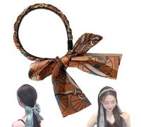 Diademas de tela de satén, diadema de tela retro de satén con nudo cruzado, diademas ajustables con lazo para el pelo para mujer (naranja)