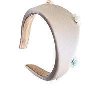 Diademas de tela suave para mujer con decoración de perlas, diseño de calavera alta, para un peinado elegante y todo tipo de diademas a juego
