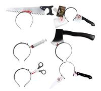 Diademas de terror de Halloween, tijeras sangrientas, broma de goma, cuchillo de plástico, jeringa, accesorios, diademas para hombres, mujeres, adolescentes, terror, thriller de carnaval, accesorios