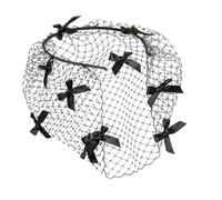 Diademas de velo de malla negra vintage de encaje para mujer, accesorio para el cabello de boda, Halloween, fiesta de los años 20, tocado de velo