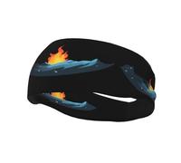 Diademas decorativas deportivas de moda con imagen de FUUNTL Fire on the Moon para hombres y mujeres