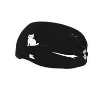 Diademas decorativas para el sudor FUUNTL Big Black Cat y Little White Cat Picture Headbands para hombres y mujeres
