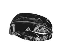 Diademas deportivas antideslizantes con estampado de luna nocturna en blanco y negro para mujer. Cintas para el cabello que absorben el sudor. Cintas elásticas suaves para correr y viajar. Accesorio d