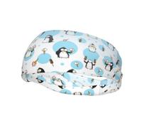 Diademas deportivas con diseño de pingüino, globo, copo de nieve, absorbe la humedad, de tela de rizo, absorbe el sudor