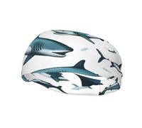 Diademas deportivas con estampado de tiburón con varios gestos, para entrenamiento, correr, unisex, divertidas