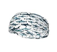 Diademas deportivas con estampado de tiburón con varios gestos para hombres y mujeres, banda deportiva para tenis, baloncesto, correr, gimnasio