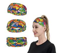 Diademas deportivas con formas geométricas brillantes para hombres y mujeres, bandas de sudor que absorben la humedad, bandas de sudor para correr, bandas elásticas para el sudor para tenis