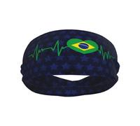 Diademas Deportivas con la Bandera brasileña I Love Brazil Heartbeat para Hombre y Mujer, Banda de algodón Absorbente para el Sudor, Ideal para Yoga y Ciclismo.